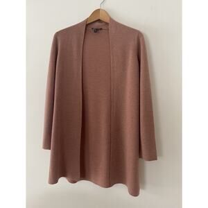 Eileen Fisher 100% Merino Wool Open Cardigan Size XXS Brick Red